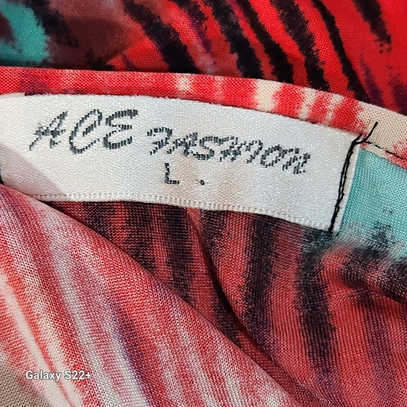 ACE FASHION MULTICOLOR MIDI DRESS WITH ELASTIC WAISTBAND SIZE LARGE - Picture 7 of 9